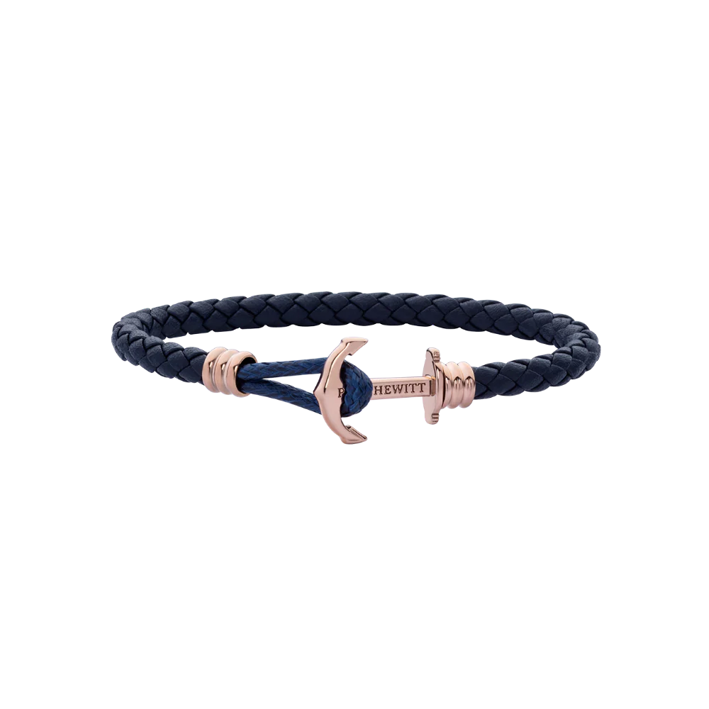 Ankerarmband Phrep Lite Roségold Leder Marineblau