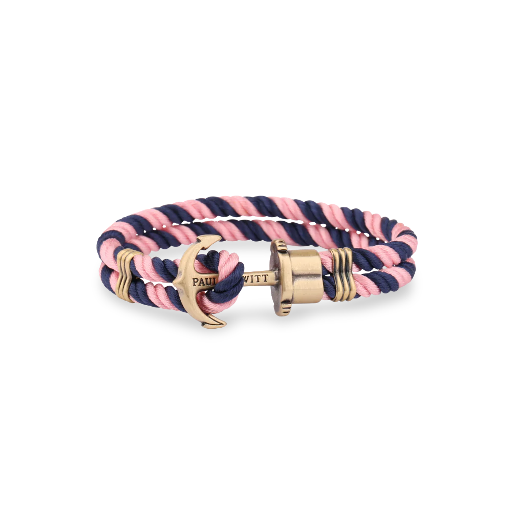 Ankerarmband Phrep Messing Nylon Marineblau Rosa