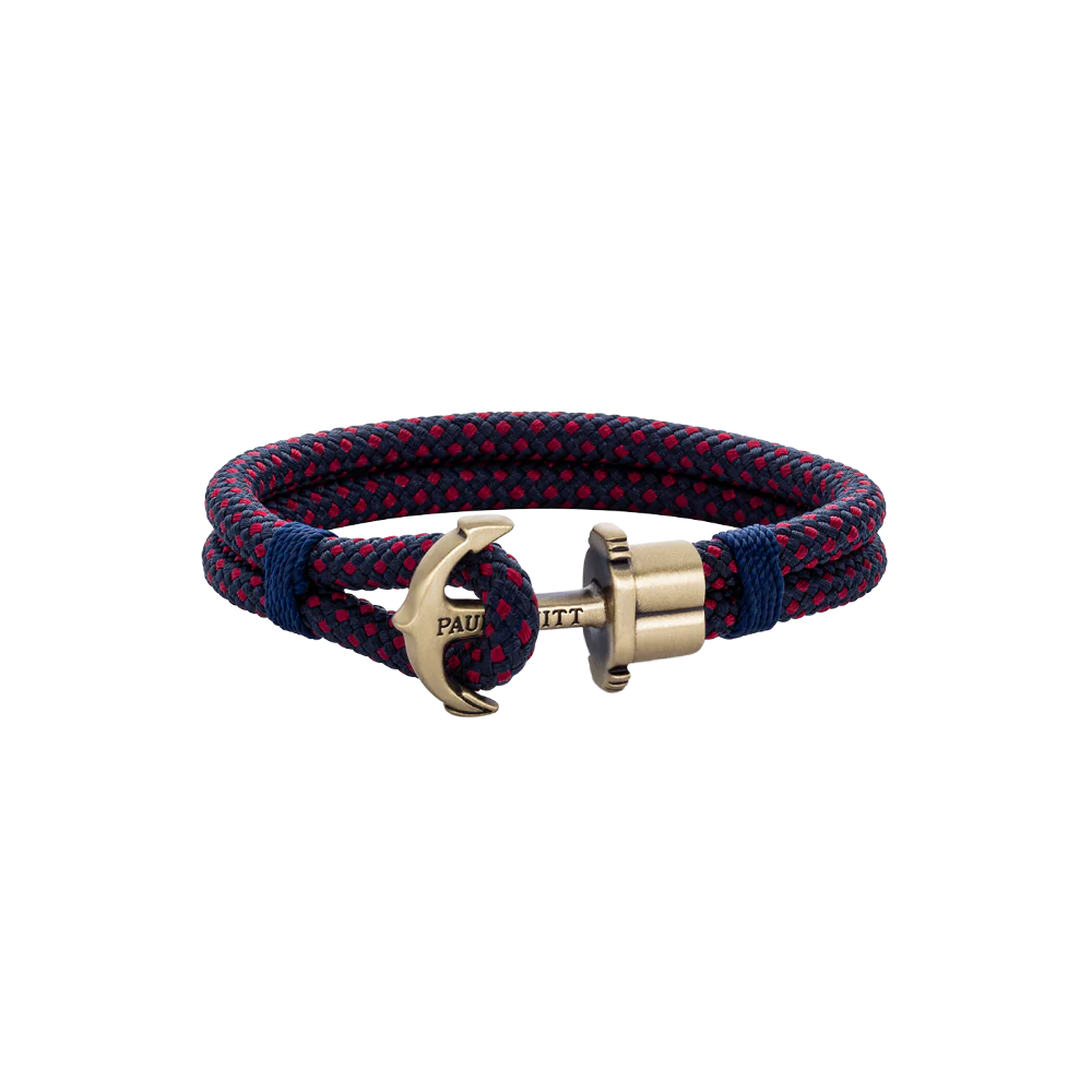 Ankerarmband Phrep Messing Nylon Marineblau Rot