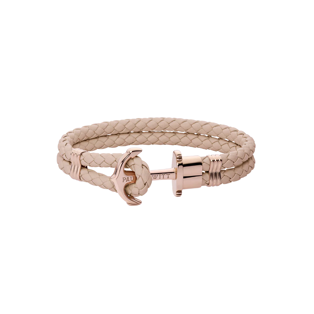 Ankerarmband Phrep Roségold Leder Hazelnut