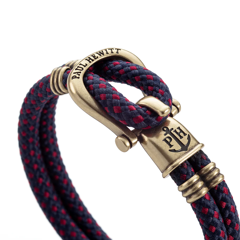 Armband Phinity Messing Nylon Marineblau Rot - Image 2