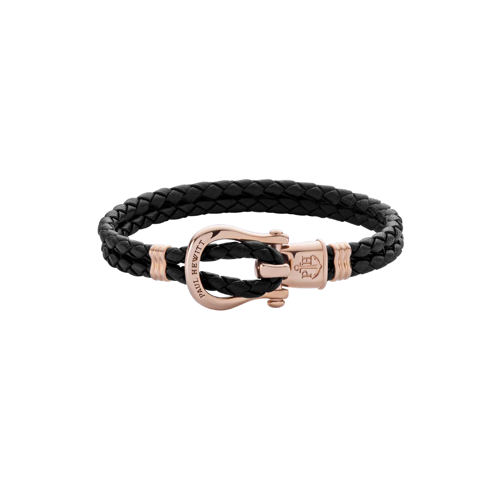 Armband Phinity Roségold Leder Schwarz