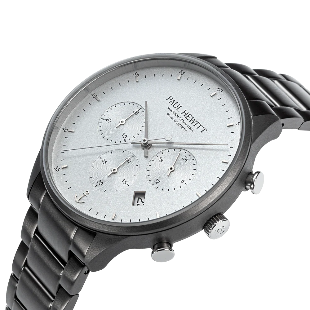 Chrono Uhr Gun Metal Weiß - Image 3