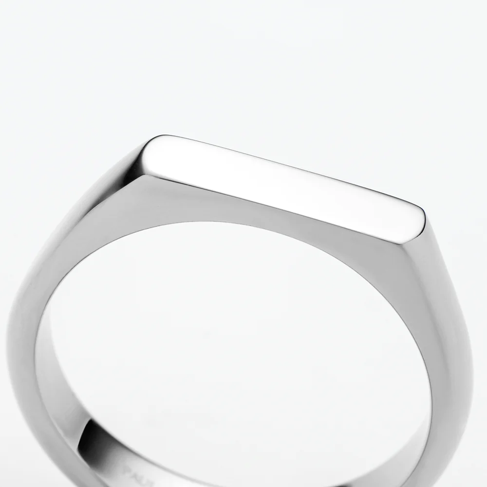 Engravable Slim Signet Ring Silber - Image 3