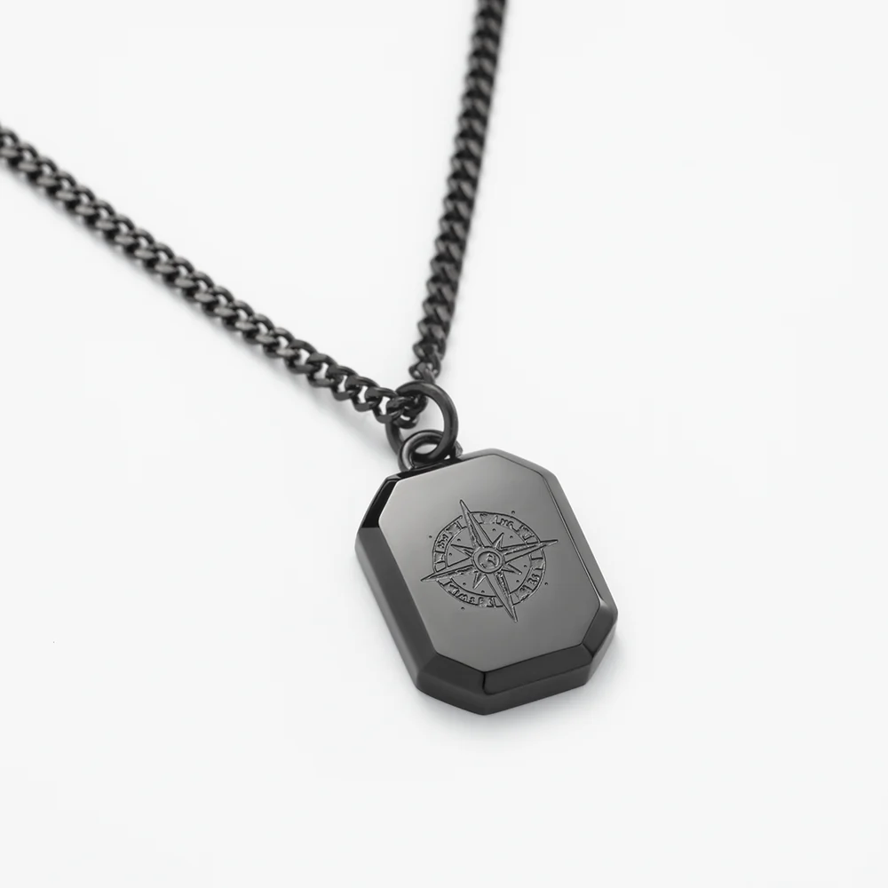 Men's Octagonal Halskette Windrose Schwarz - Image 3