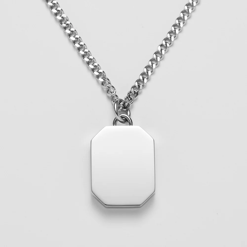 Men's Octagonal Halskette Anchor Silber - Image 2