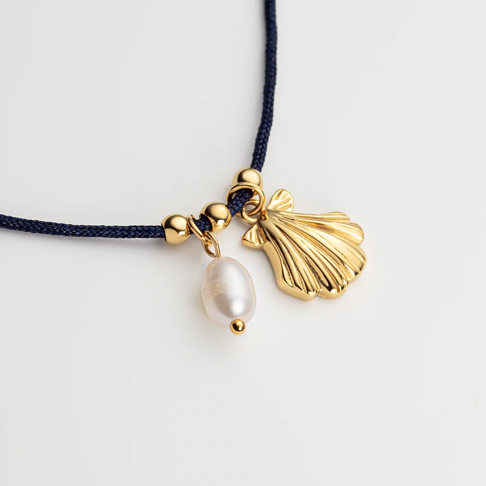 Scallop Blue Nylon Halskette Gold - Image 4