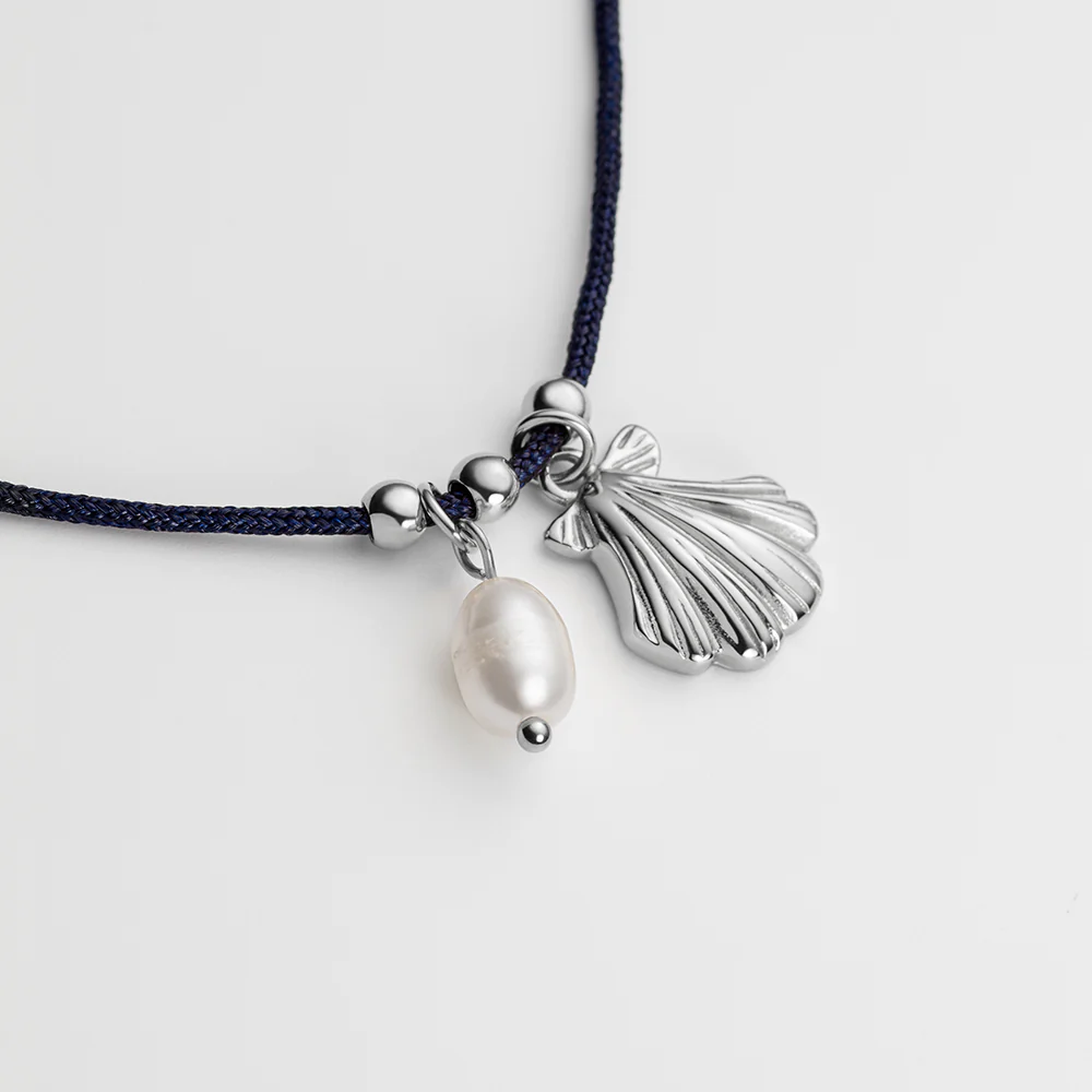 Scallop Blue Nylon Halskette Silber - Image 2
