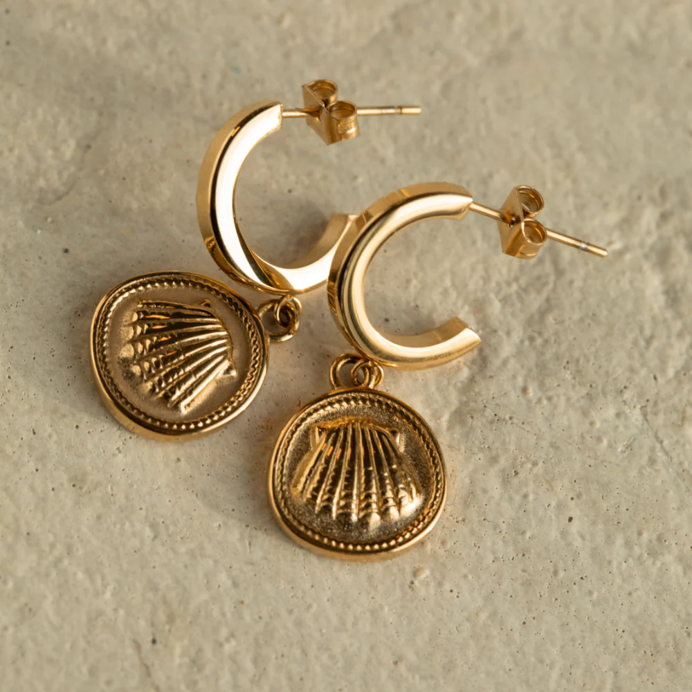Scallop Coin Ohrring Gold - Image 3