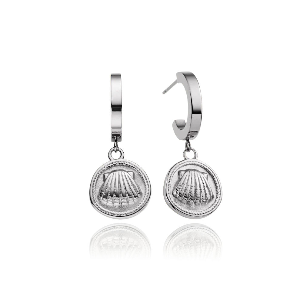Scallop Coin Ohrring Silber