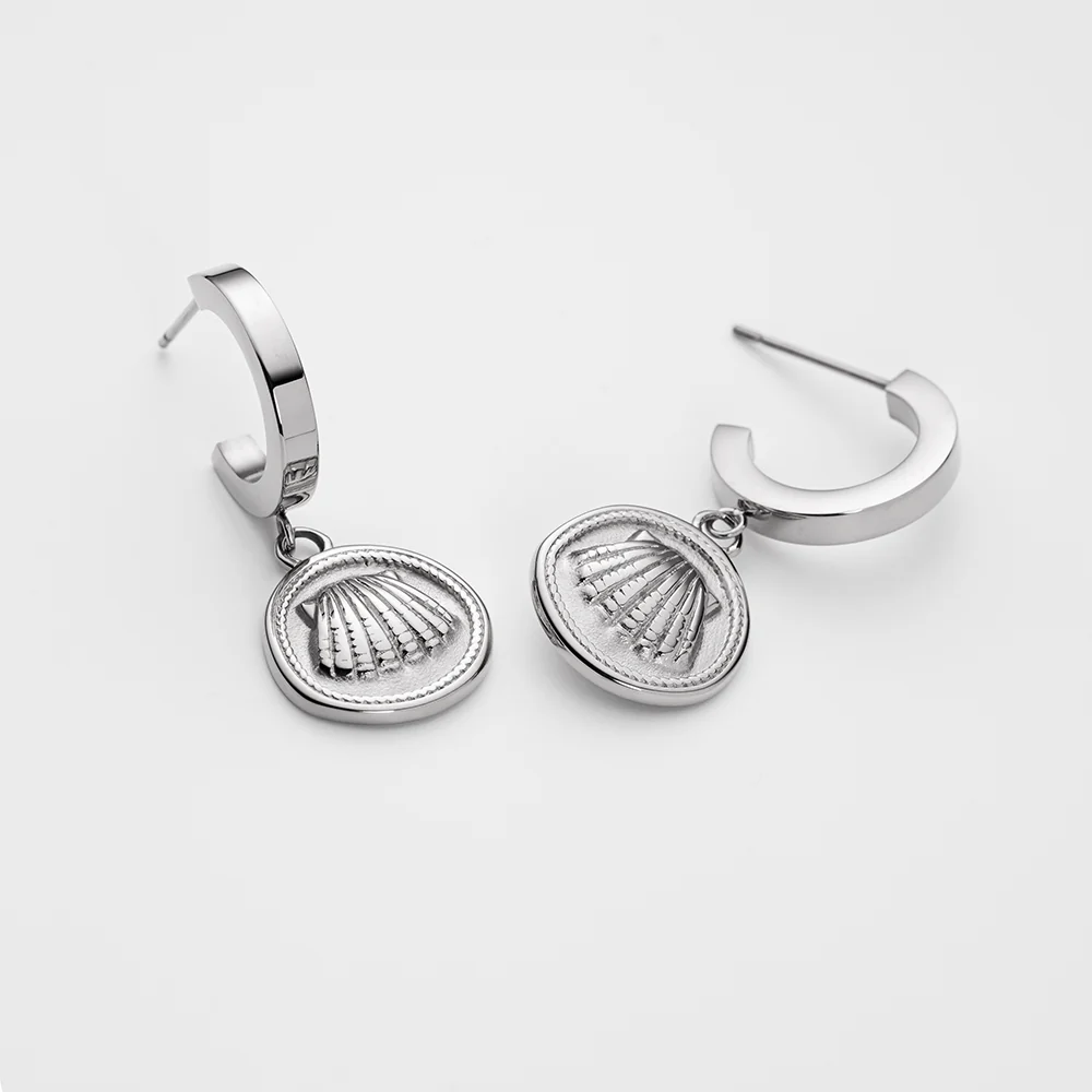 Scallop Coin Ohrring Silber - Image 2
