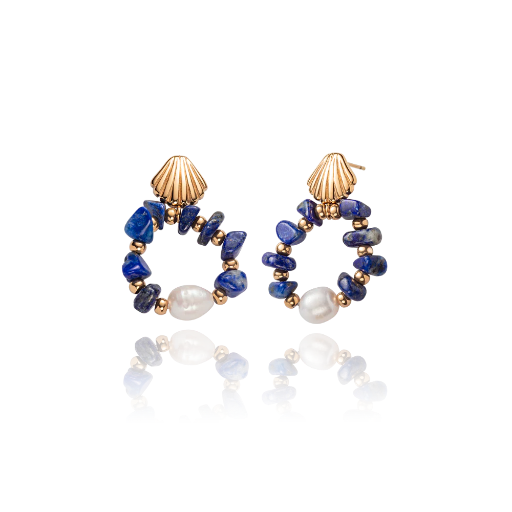 Scallop Stone Ohrring Roségold