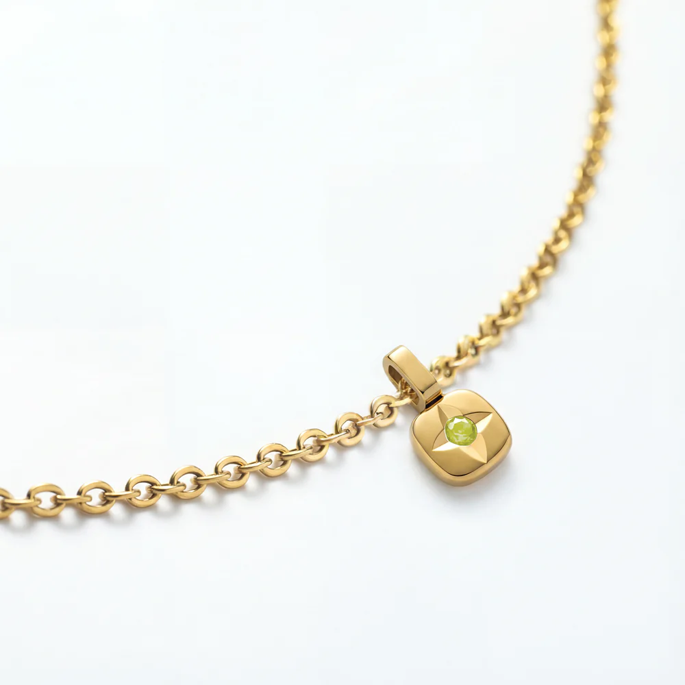 Set Birthstone Charm August und Halskette Gold - Image 5