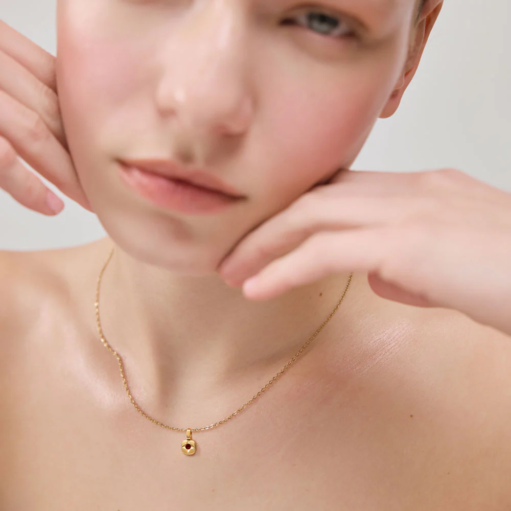 Set Birthstone Charm January und Halskette Gold - Image 3