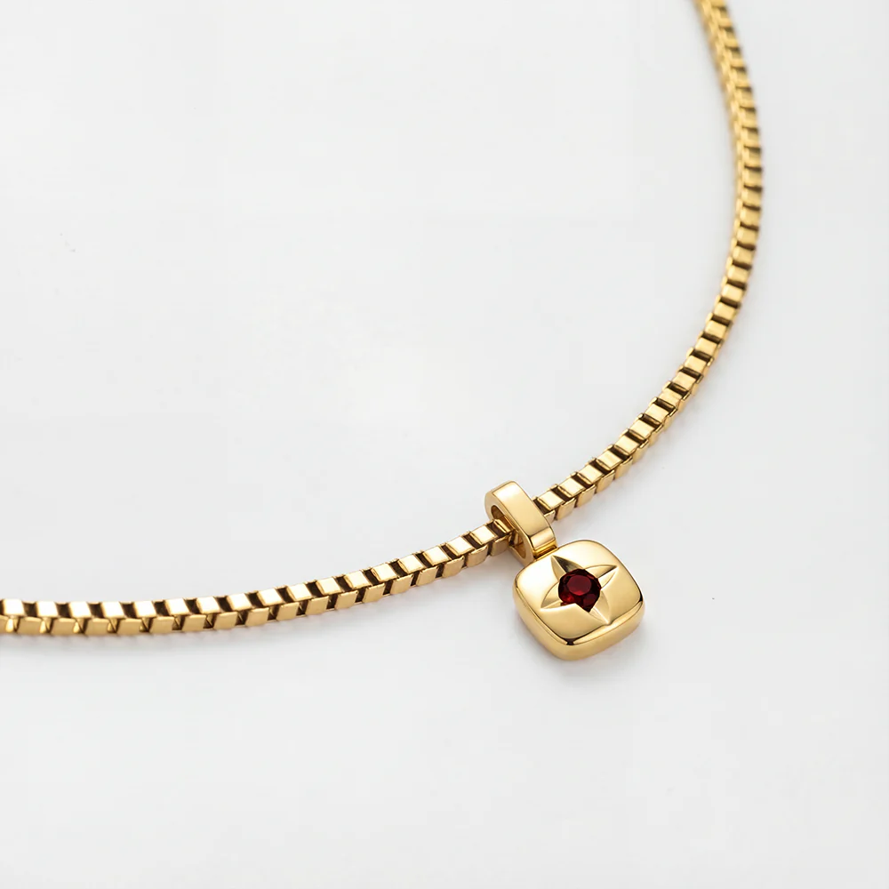 Set Birthstone Charm January und Halskette Gold - Image 6
