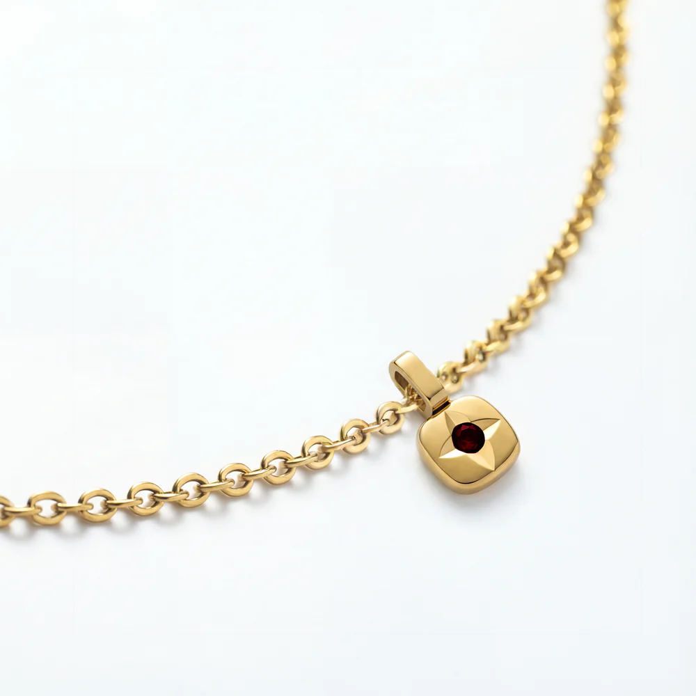 Set Birthstone Charm January und Halskette Gold - Image 7