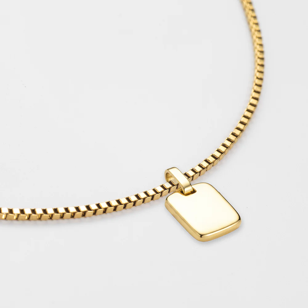Set Engravable Plate Pendant und Halskette Gold - Image 9