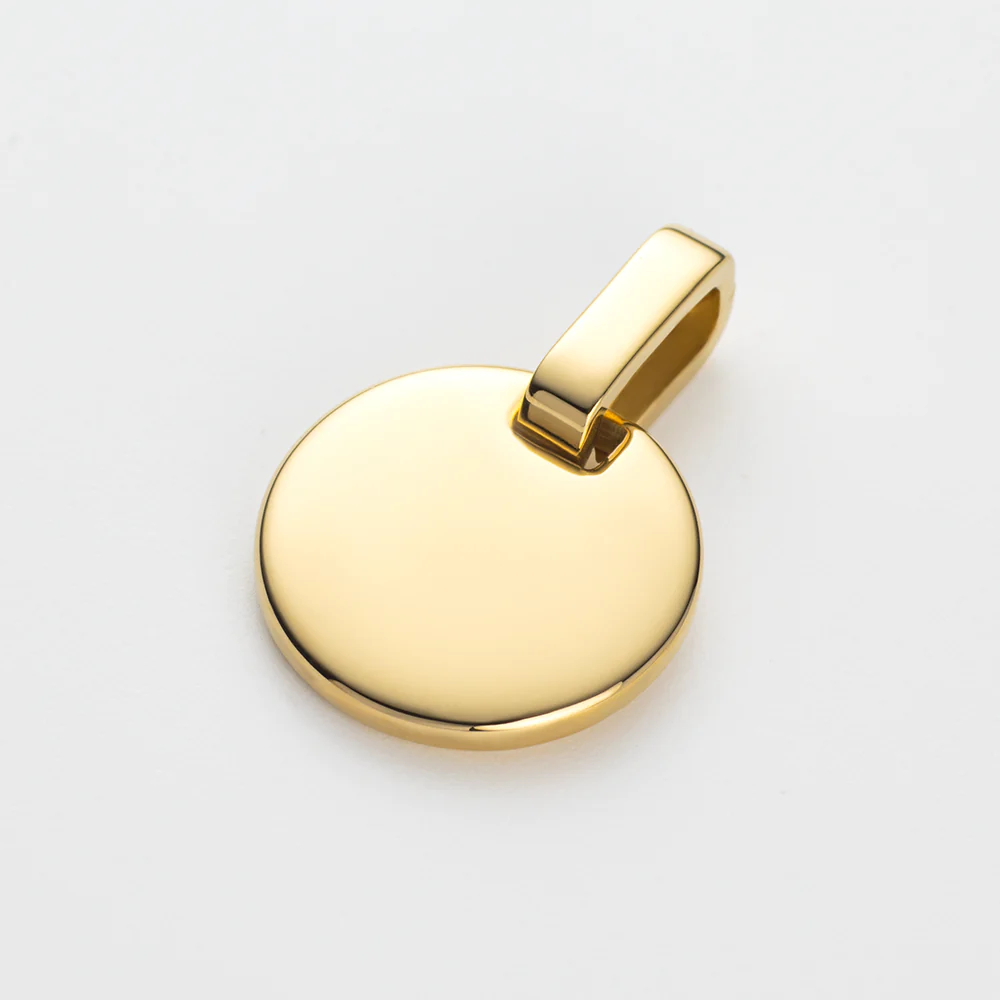 Set Engravable Round Pendant und Halskette Gold - Image 7