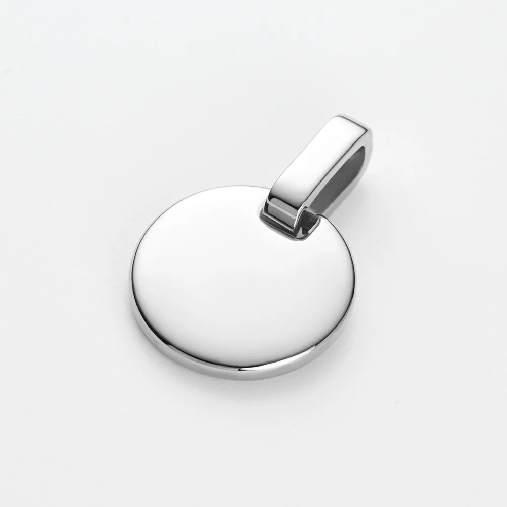 Set Engravable Round Pendant und Halskette Silber - Image 5