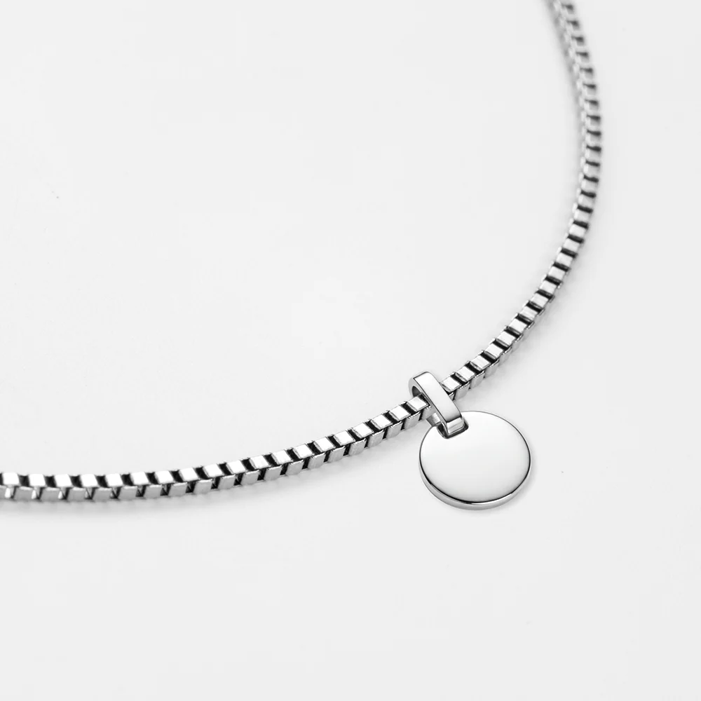 Set Engravable Round Pendant und Halskette Silber - Image 7