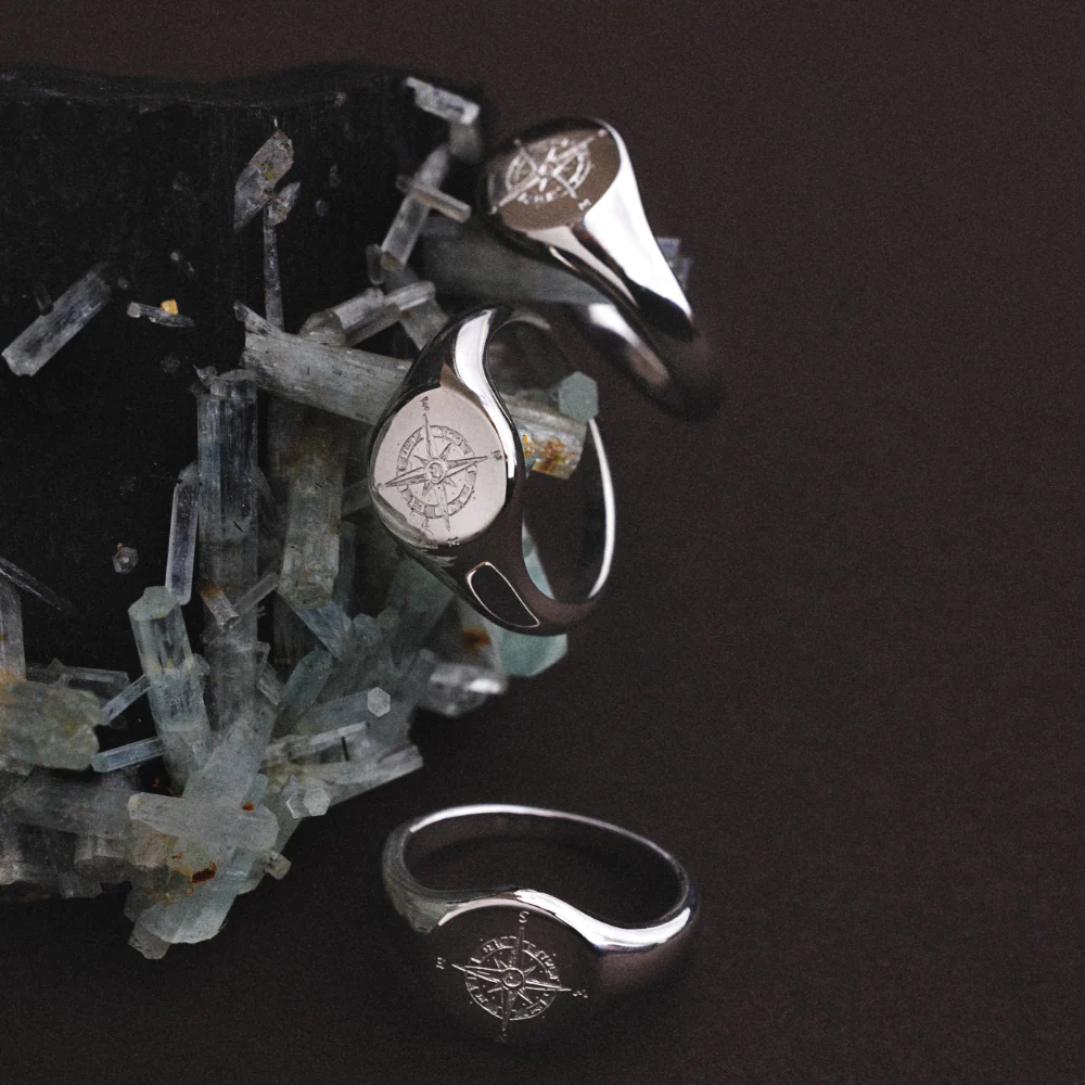 Men's Signet Ring Windrose Silber - Image 11