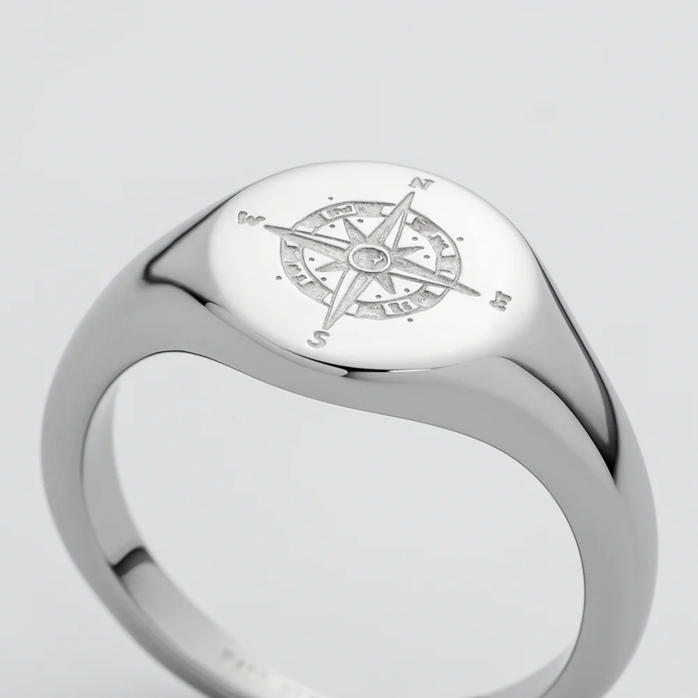 Men's Signet Ring Windrose Silber - Image 5