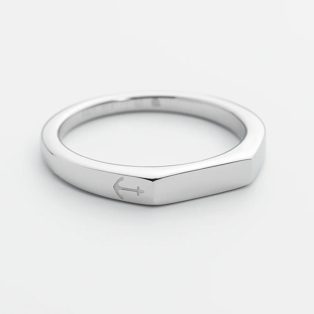 Men's Slim Signet Ring Silber - Image 4