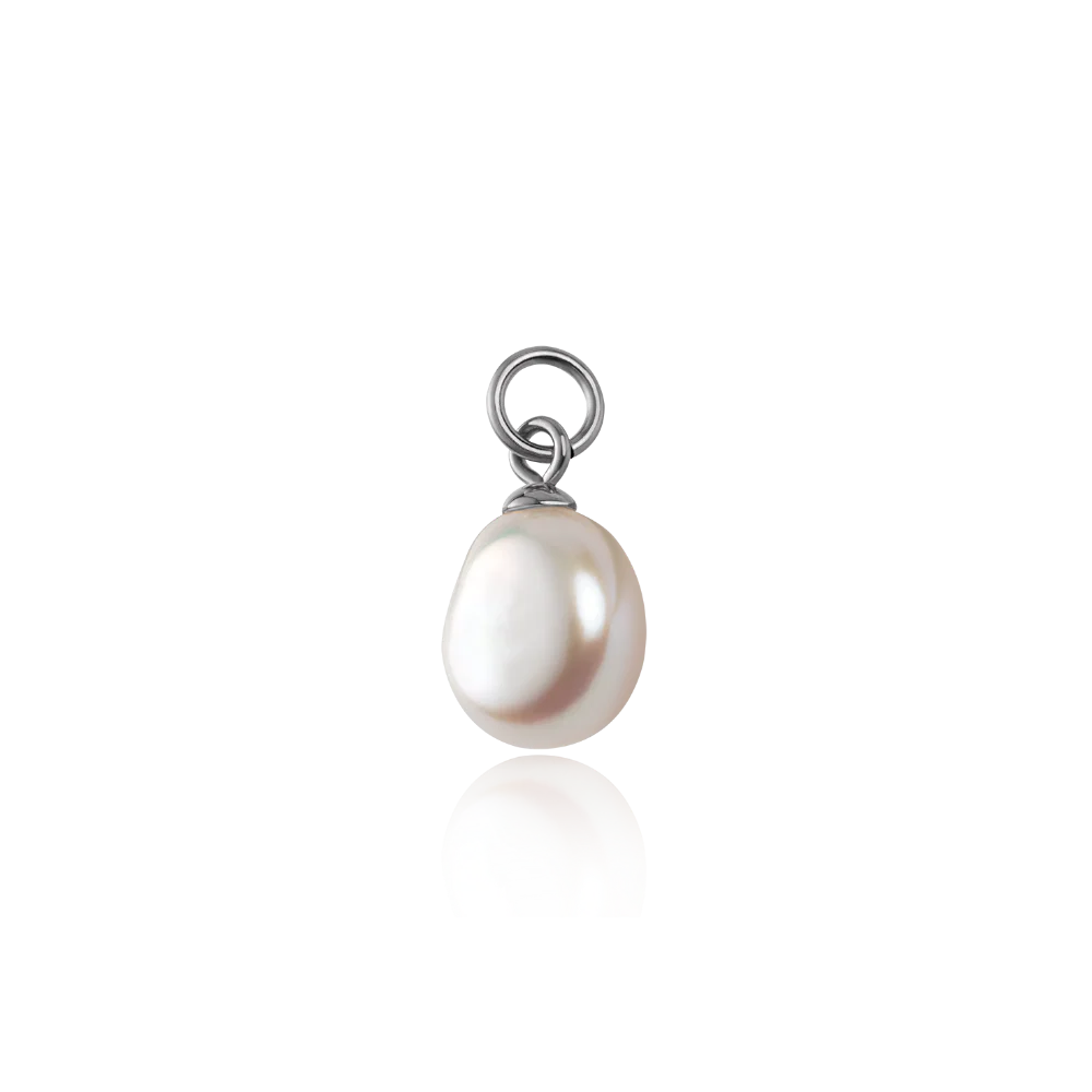 Solid Pearl Charm Silber