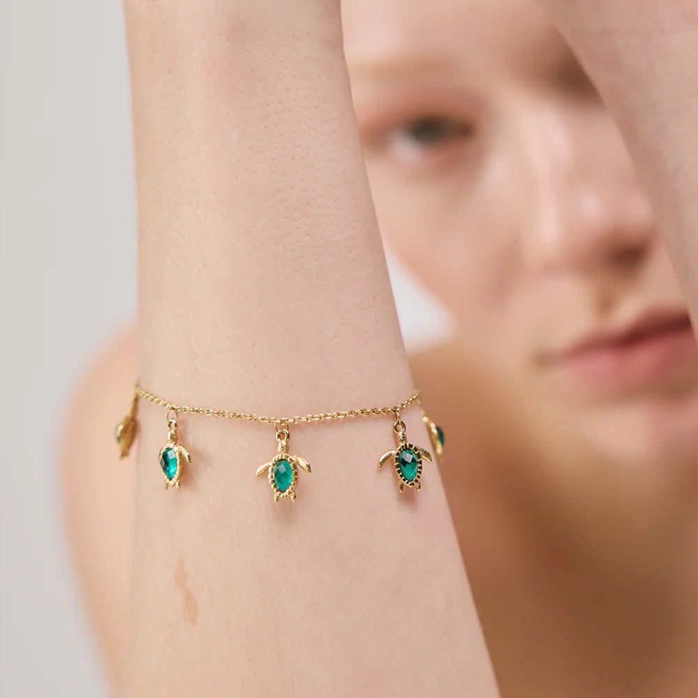Turtle Armkette Aquamarine Gold - Image 3