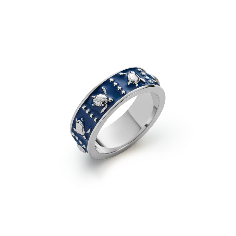 Turtle Enamel Ring Silber