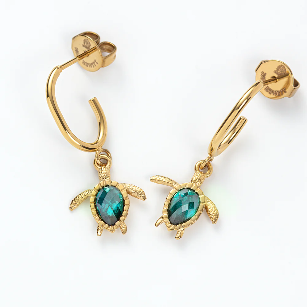 Turtle Hoops Ohrring Aquamarine Gold - Image 5