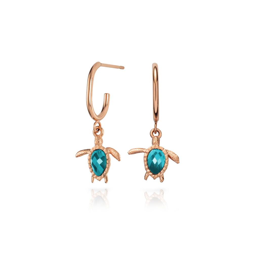 Turtle Hoops Ohrring Aquamarine Roségold