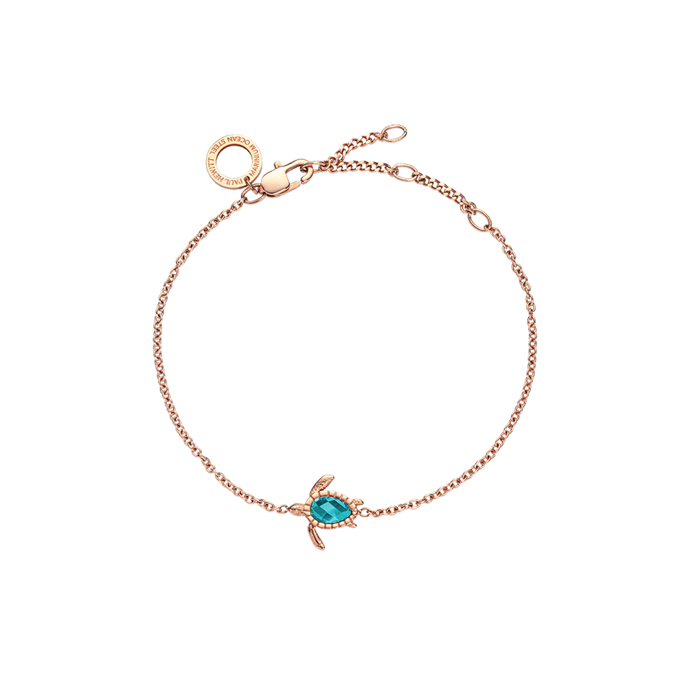 Turtle Mono Armkette Aquamarine Roségold