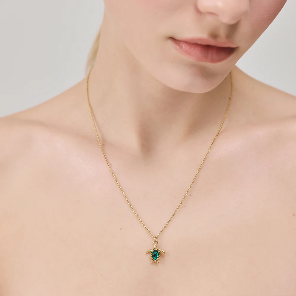 Turtle Mono Halskette Aquamarine Gold - Image 3