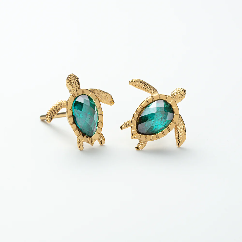 Turtle Ohrring Aquamarine Gold - Image 4