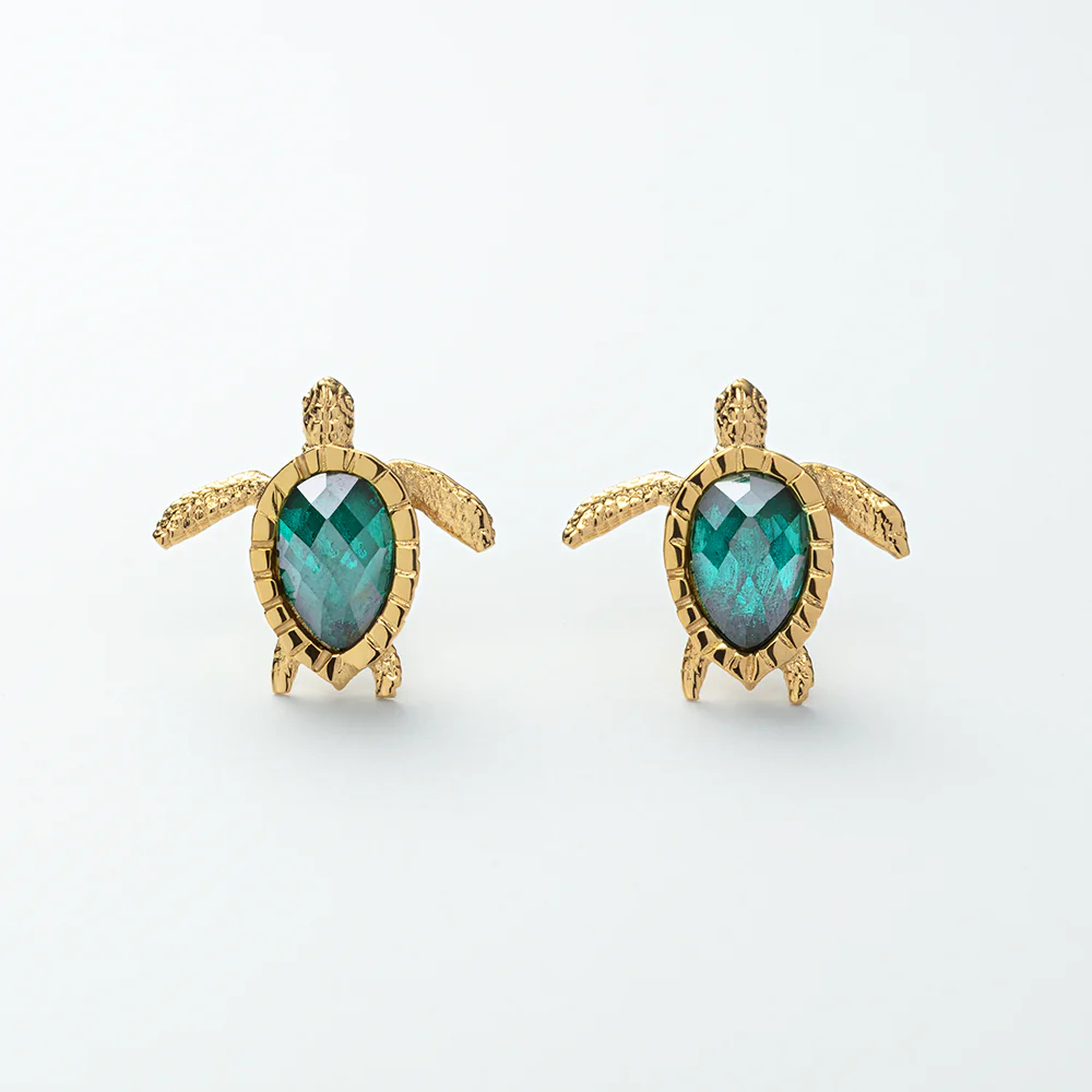 Turtle Ohrring Aquamarine Gold - Image 5