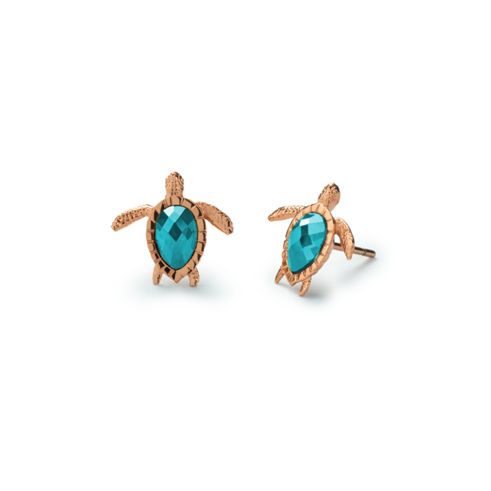 Turtle Ohrring Aquamarine Roségold