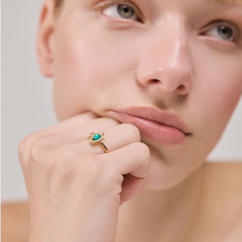 Turtle Ring Aquamarine Gold - Image 3