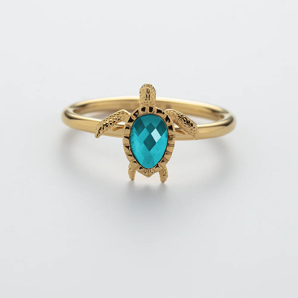 Turtle Ring Aquamarine Gold - Image 7