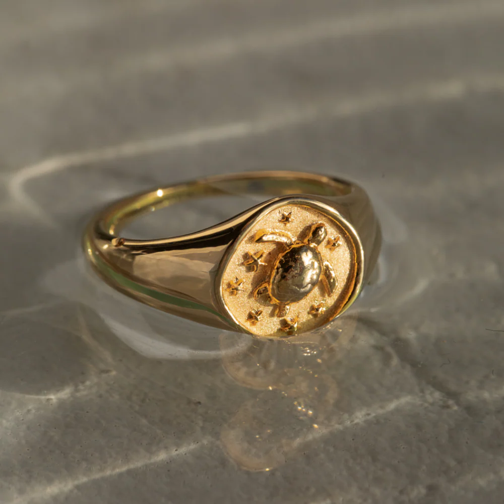 Turtle Signet Ring Gold - Image 3