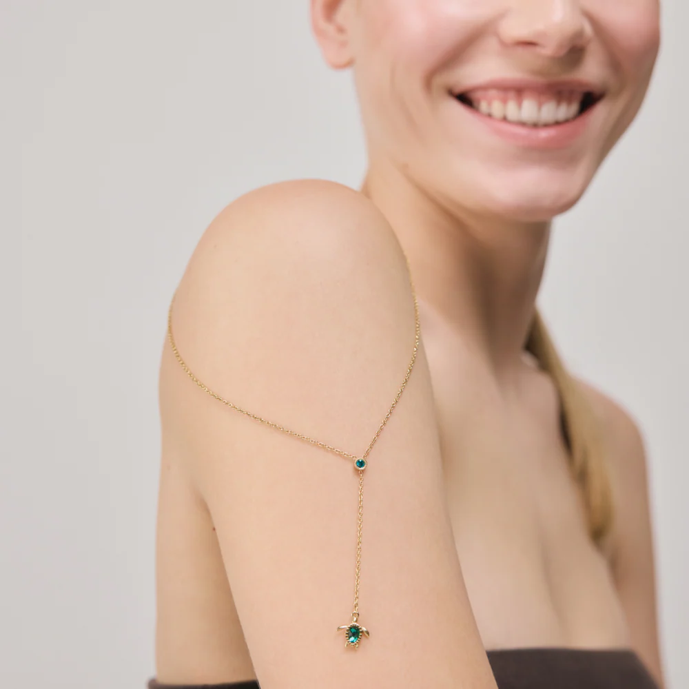 Turtle Y Halskette Aquamarine Gold - Image 3