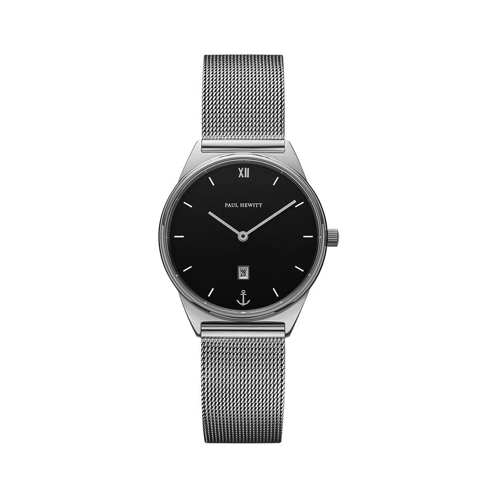 Uhr Praia Silber Schwarz Mesh Silber
